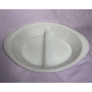 Vintage Glasbake Milk Glass Divided Dish Cottage Core J2352